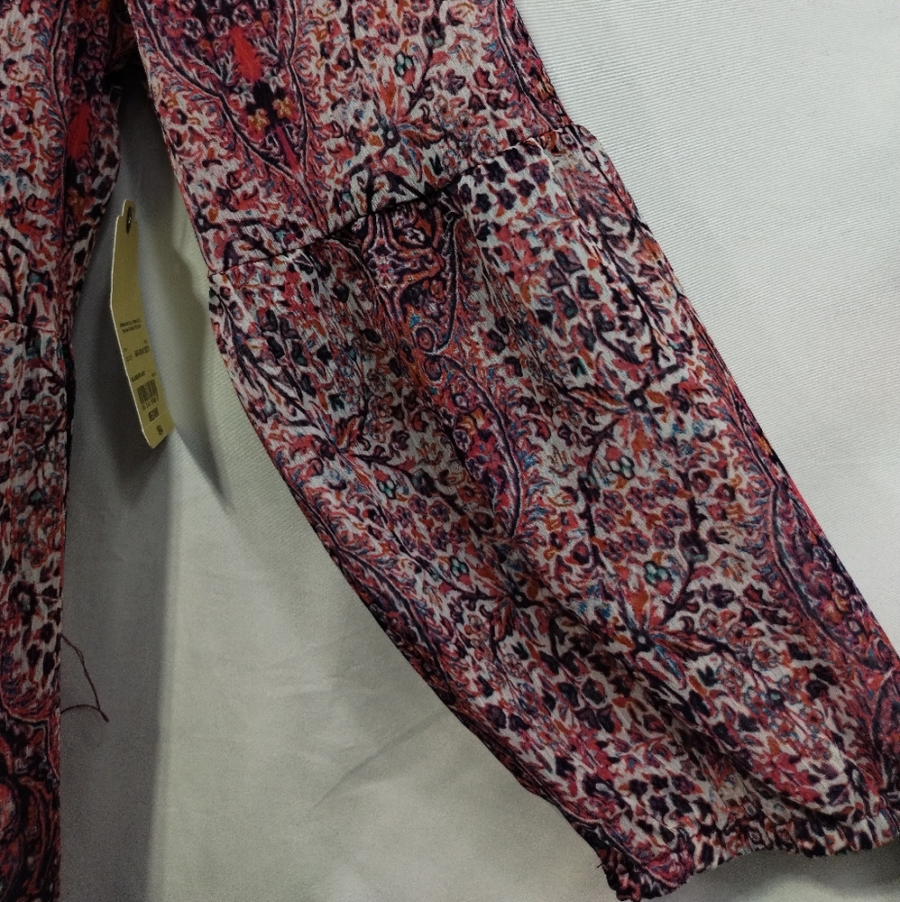 NWT St Johns Bay Prairie Maxi Dress Women's M Burgundy Boho Retro Grunge Beach - Picture 3 of 10